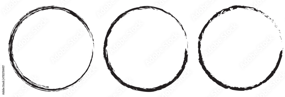 Poster hand drawn circle line sketch set isolated on white background. vector circular scribble doodle roun