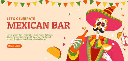 Mexican bar banner template design