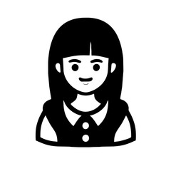 Anime Girl icon vector graphics element silhouette sign symbol illustration on a Transparent Background