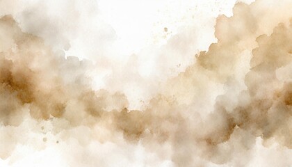 Artistic brown and beige sepia watercolor background with abstract cloudy sky concept. Grunge abstract paint splash artwork illustration. Beautiful abstract fog cloudscape wallpaper. - obrazy, fototapety, plakaty