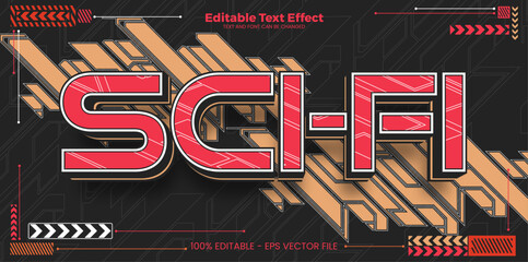 Sci-fi editable text effect in modern cyber trend style