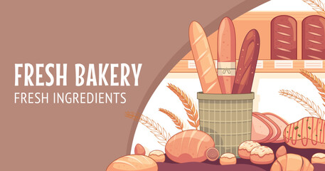 Hand drawn delicious food bakery facebook template - obrazy, fototapety, plakaty