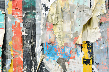 grunge torn collage urban street posters creased crumpled paper placard texture background