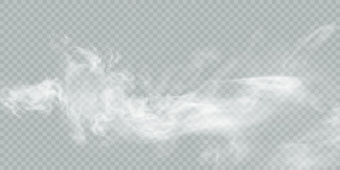 White vector smoke, cloudy, fog background PNG effect. Fog or smoke isolated on transparent background with overlay effect. Vector