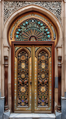 Obraz premium Arabic Incate Wootriden Door with Arabesque Design