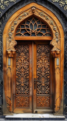 Obraz premium Arabic Incate Wootriden Door with Arabesque Design