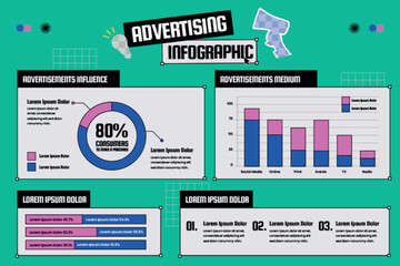 Flat design advertising agency  infographic