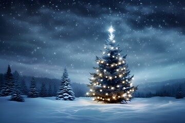 HD Winter Wonderland Scene Glowing Christmas Tree and