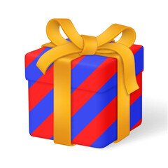 Gift box with bow and ribbons. Isolated on white background