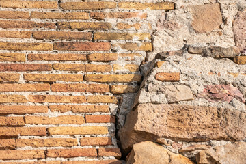 Very old brick wall, perfect for background.. Barcelona, Catalonia, Spain.