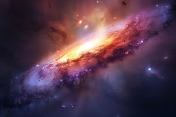 A cosmic jet erupting from a galaxy, a beam of energy piercing the darkness - obrazy, fototapety, plakaty