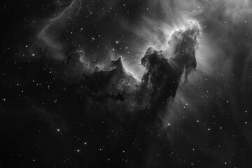 Obraz na płótnie Canvas A dark nebula as a cosmic inkblot, its negative space hinting at unseen shapes