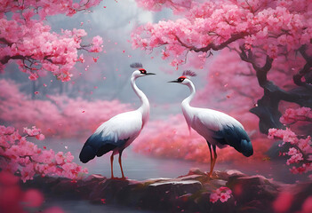 Pink flamingo standing gracefully in various natural settings, showcasing its beauty and elegance...