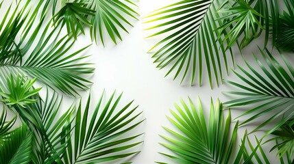 Obraz premium Tropical Palm Leaves on White Background