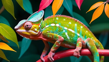 A-Chameleon-Blending-Into-Vibrant-Foliage-