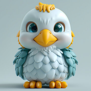 A cute and happy baby eagle 3d illustration