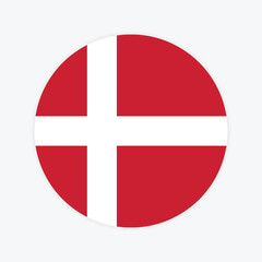 Denmark national flag vector illustration. Denmark Round flag.
