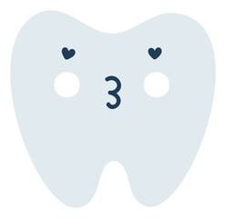 Gray tooth kiss Love Emoji Icon. Cute healthy tooth character. Object Medicine Symbol flat Vector Art. Cartoon element for dental clinic design, poster - 783795276