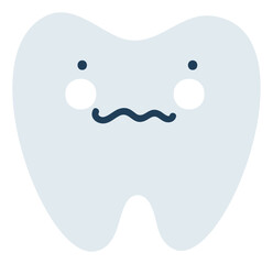 Gray silly tooth Emoji Icon. Cute tooth character. Object Medicine Symbol flat Vector Art. Cartoon element for dental clinic design, poster - 783795479