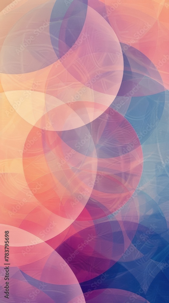 Aufkleber minimal geometric pattern, overlapping circles, soft gradients, barely-there effect