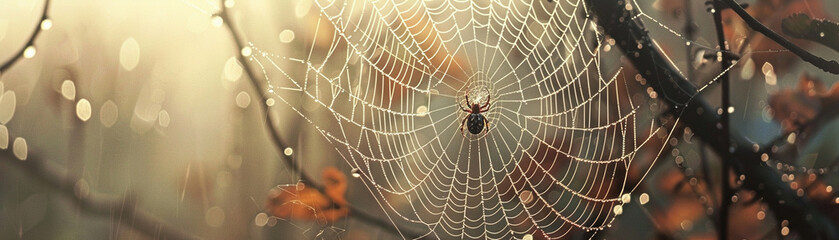 a quaint setting where clothes hang delicately, catching the light like dewdrops on glass. A Spider weaves its web amidst the shabby chic surroundings, evoking a sense of rustic charm.