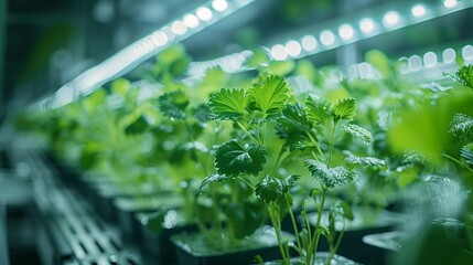 Hydroponic Strawberry Plants with LED Grow Lights