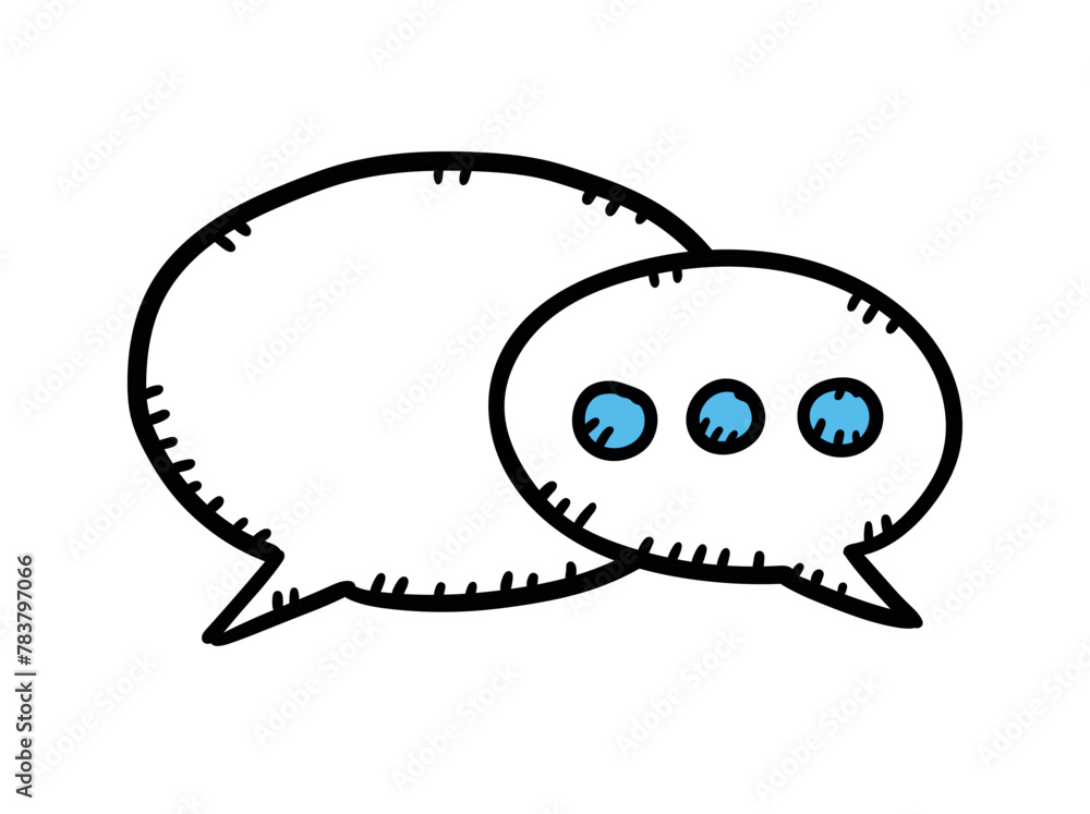 Poster hand-drawn vector graphic of a conversation cloud in cartoon style. cartoon style conversation ballo