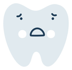 Gray dissappointed tooth Emoji Icon. Cute tooth character. Object Medicine Symbol flat Vector Art. Cartoon element for dental clinic design, poster - 783797051