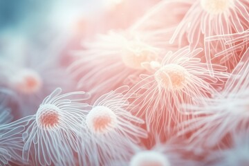 Abstract image of pink cancer cells - obrazy, fototapety, plakaty