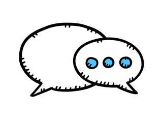 Hand-drawn illustration of a conversation cloud in cartoon style. Cartoon style conversation balloon represents a message application, instant messaging or voice call.