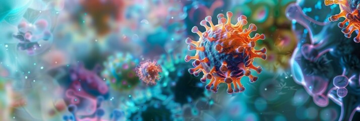 Fototapeta na wymiar Influenza virus cells background