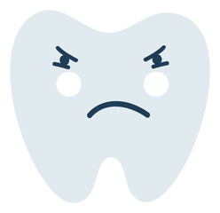 Gray jealous tooth Emoji Icon. Cute tooth character. Object Medicine Symbol flat Vector Art. Cartoon element for dental clinic design, poster - 783797409