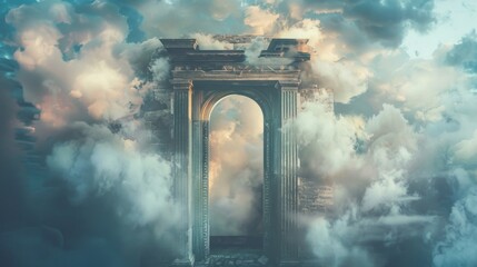 Unearthly beauty of the doorway, as if transported to heaven - obrazy, fototapety, plakaty