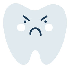 Gray angry tooth Emoji Icon. Cute tooth character. Object Medicine Symbol flat Vector Art. Cartoon element for dental clinic design, poster - 783797629