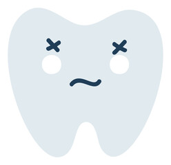 Gray tired tooth Emoji Icon. Cute tooth character. Object Medicine Symbol flat Vector Art. Cartoon element for dental clinic design, poster - 783797858