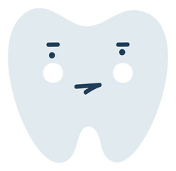 Gray bored tooth Emoji Icon. Cute tooth character. Object Medicine Symbol flat Vector Art. Cartoon element for dental clinic design, poster - 783798225
