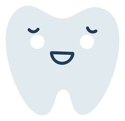 Gray shy tooth Emoji Icon. Cute tooth character. Object Medicine Symbol flat Vector Art. Cartoon element for dental clinic design, poster - 783798425