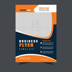 Corporate business flyer design template, Blue and orange color flyer design