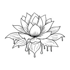 Hand Drawing style of lotus flower vector.
It is suitable for flower or plant icon, sign or symbol.
