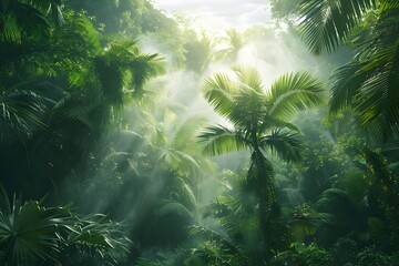 Fototapeta na wymiar Lush Tropical Rainforest Canopy Regulating Earth's Climate and Ecosystem