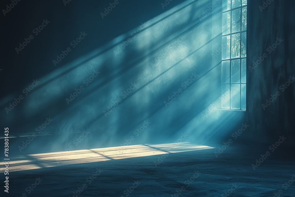 Poster captivating sunbeams create striking patterns on the floor of a room filtered through a window