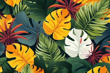 Exotic flowers, colorful tropical background