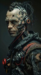 Futuristic cyborg portrait with advanced technology