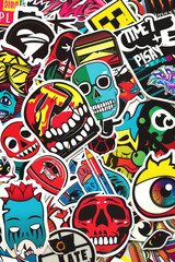 Collection of stickers in various hues spread out together, showcasing a diverse array of colors in one place