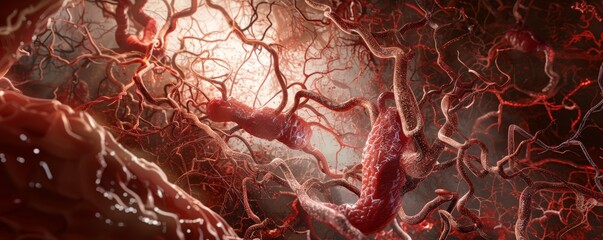 Intricate blood vessel network illustration - obrazy, fototapety, plakaty