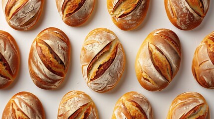 Freshly Baked Artisan Bread Loaves on White Background