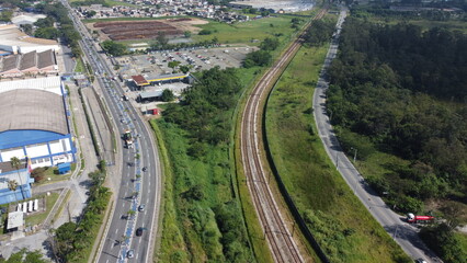 Visão aérea da entrada da cidade de Suzano, SP, Brasil