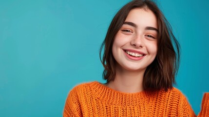 Fototapeta premium A Woman in a Bright Sweater