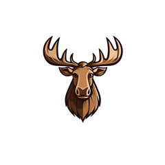 Moose head mascot flat vector design
