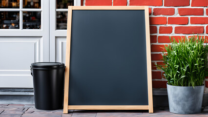 In front of the cafe, there is a blank blackboard where you can write down the menu.